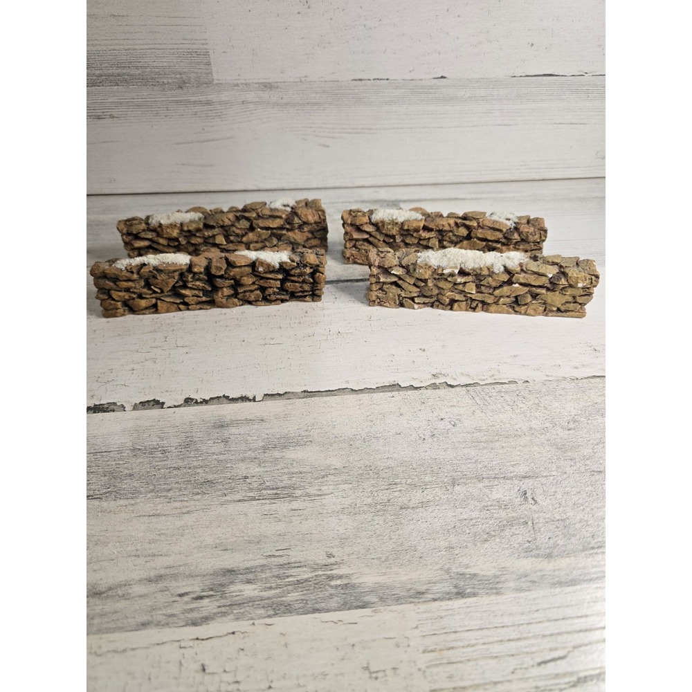 Department 56 Christmas Village Stone Wall Snow Accents Set of 4 Accessory